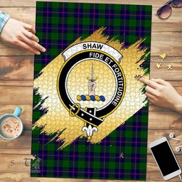 Scottish Shaw Modern Clan Tartan Puzzle - Gold Style Scottish Plaid Tartan Plaid