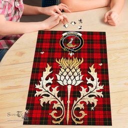 Scottish Wallace Weathered Clan Tartan Puzzle - Thistle Gold Style Scottish Plaid Tartan Plaid