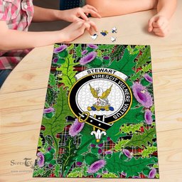 Scottish Stewart Black Clan Tartan Puzzle - Thistle Pattern Style Scottish Plaid Tartan Plaid