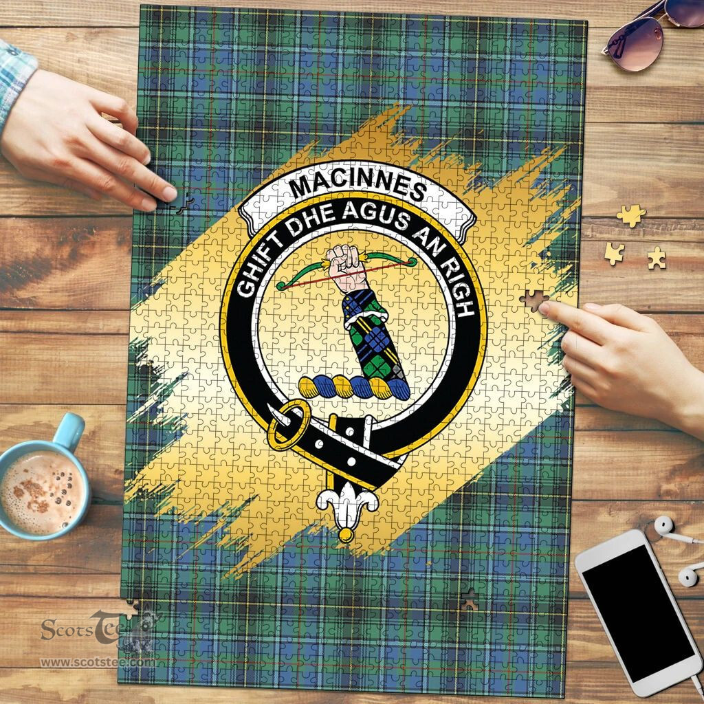 Scottish MacInnes Ancient Clan Tartan Puzzle - Gold Style Scottish Plaid Tartan Plaid
