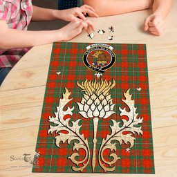 Scottish MacGregor Ancient Clan Tartan Puzzle - Thistle Gold Style Scottish Plaid Tartan Plaid
