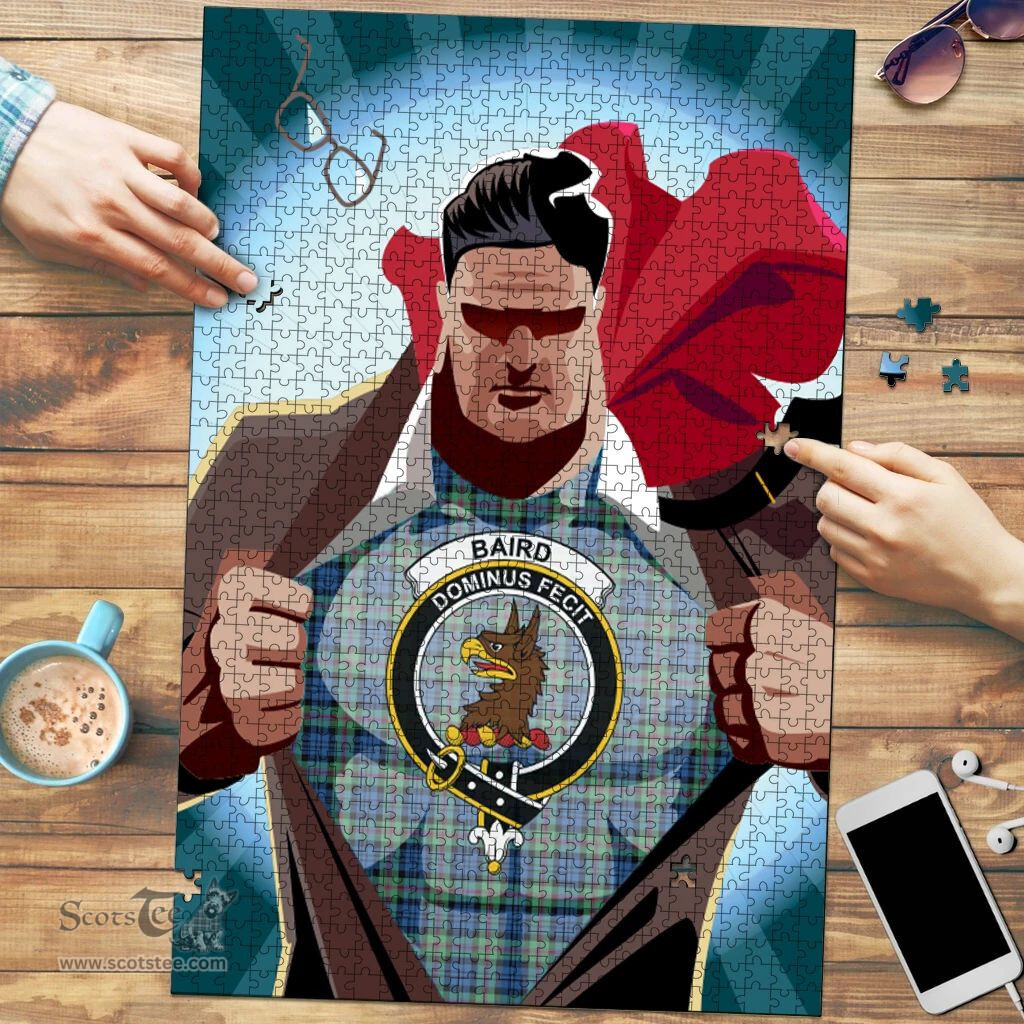 Scottish Baird Ancient Clan Tartan Puzzle - Supper Hero Style Scottish Plaid Tartan Plaid