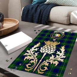 Scottish Oliphant Modern Clan Tartan Puzzle - Thistle Gold Style Scottish Plaid Tartan Plaid