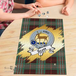 Scottish Scott Brown Ancient Clan Tartan Puzzle - Gold Style Scottish Plaid Tartan Plaid