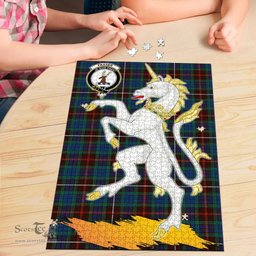 Scottish Fraser Hunting Ancient Clan Tartan Puzzle - Unicorn Style Scottish Plaid Tartan Plaid