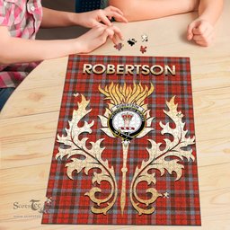 Scottish Robertson Weathered Clan Tartan Puzzle - Thistle Scotland Style Scottish Plaid Tartan Plaid