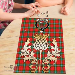 Scottish MacLaine of Loch Buie Clan Tartan Puzzle - Thistle Gold Style Scottish Plaid Tartan Plaid