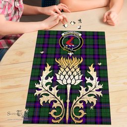 Scottish Armstrong Modern Clan Tartan Puzzle - Thistle Gold Style Scottish Plaid Tartan Plaid