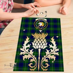 Scottish Oliphant Modern Clan Tartan Puzzle - Thistle Gold Style Scottish Plaid Tartan Plaid