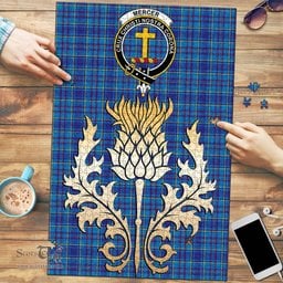 Scottish Mercer Modern Clan Tartan Puzzle - Thistle Gold Style Scottish Plaid Tartan Plaid