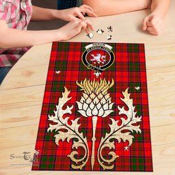 Scottish Heron Clan Tartan Puzzle - Thistle Gold Style Scottish Plaid Tartan Plaid