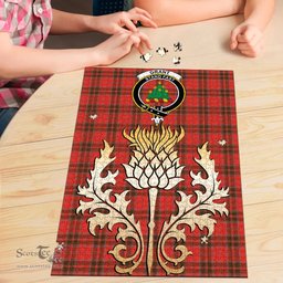Scottish Grant Weathered Clan Tartan Puzzle - Thistle Gold Style Scottish Plaid Tartan Plaid