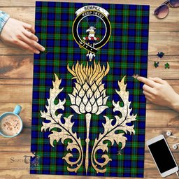 Scottish Sempill Modern Clan Tartan Puzzle - Thistle Gold Style Scottish Plaid Tartan Plaid