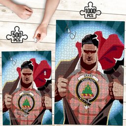 Scottish Grant Weathered Clan Tartan Puzzle - Supper Hero Style Scottish Plaid Tartan Plaid