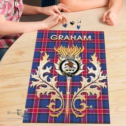 Scottish Graham of Menteith Red Clan Tartan Puzzle - Thistle Scotland Style Scottish Plaid Tartan Plaid
