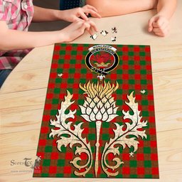 Scottish Moncrieff Clan Tartan Puzzle - Thistle Gold Style Scottish Plaid Tartan Plaid