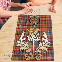 Scottish Drummond of Strathallan Clan Tartan Puzzle - Thistle Gold Style Scottish Plaid Tartan Plaid