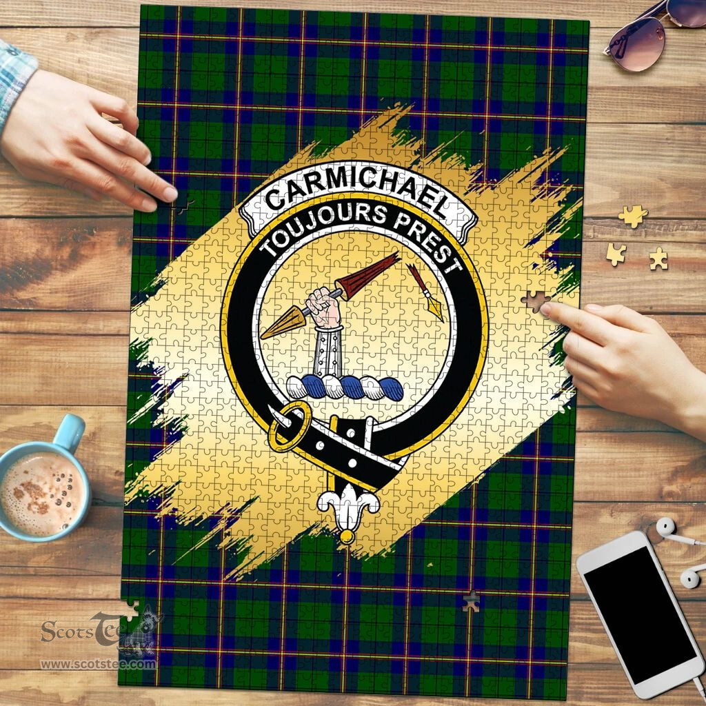 Scottish Carmichael Modern Clan Tartan Puzzle - Gold Style Scottish Plaid Tartan Plaid