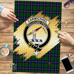 Scottish Carmichael Modern Clan Tartan Puzzle - Gold Style Scottish Plaid Tartan Plaid
