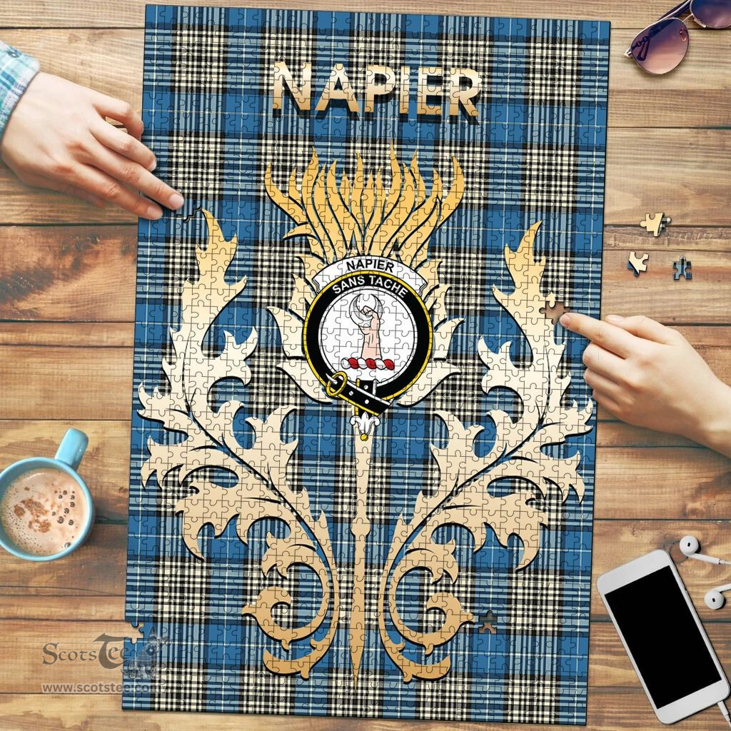 Scottish Napier Ancient Clan Tartan Puzzle - Thistle Scotland Style Scottish Plaid Tartan Plaid