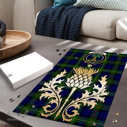 Scottish MacEwan Clan Tartan Puzzle - Thistle Gold Style Scottish Plaid Tartan Plaid