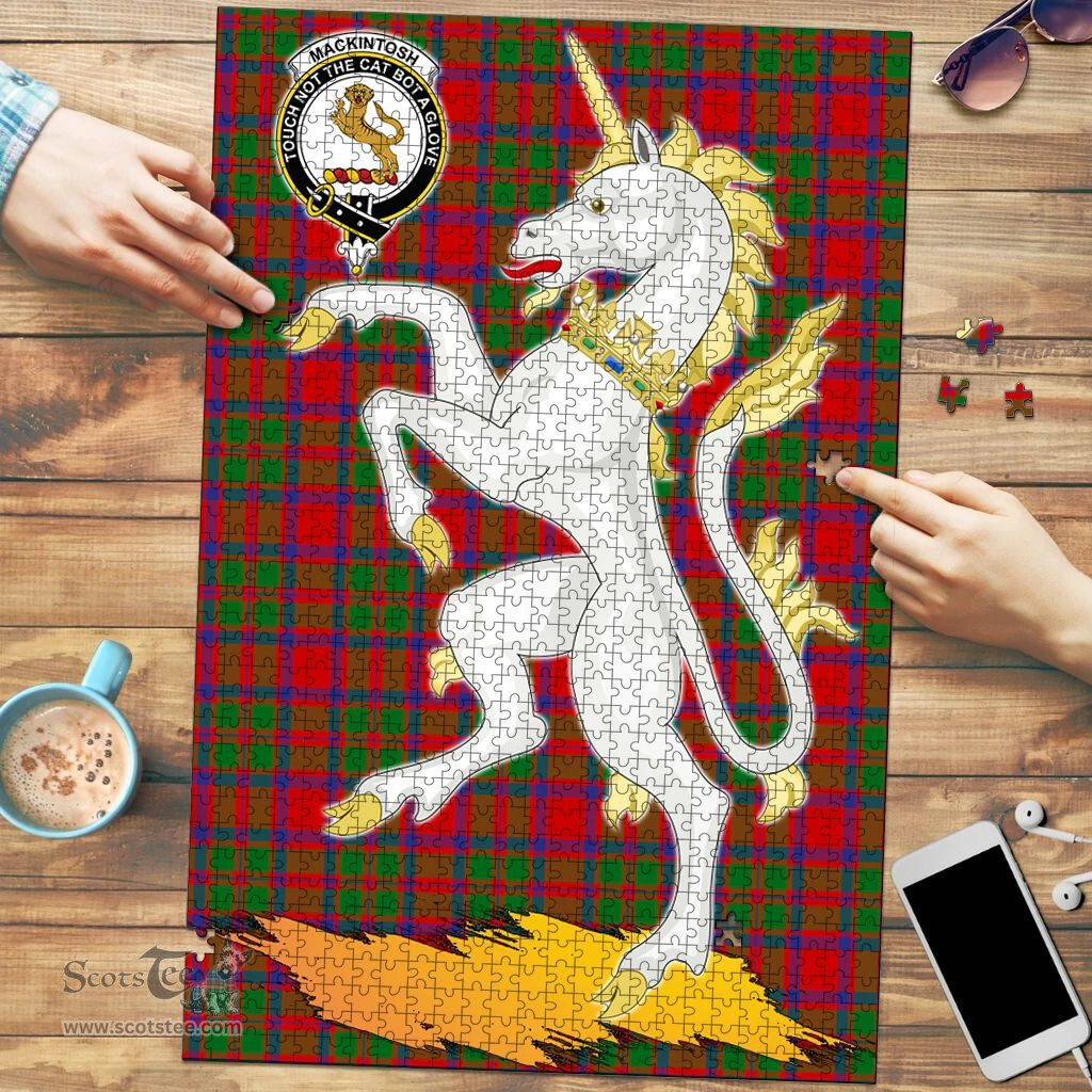 Scottish MacKintosh Modern Clan Tartan Puzzle - Unicorn Style Scottish Plaid Tartan Plaid