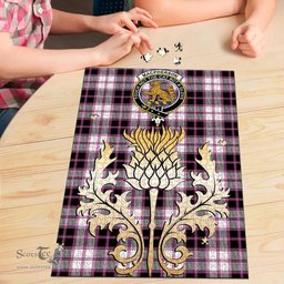 Scottish MacPherson Hunting Modern Clan Tartan Puzzle - Thistle Gold Style Scottish Plaid Tartan Plaid