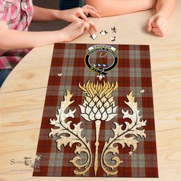 Scottish Davidson Dress Dancers Clan Tartan Puzzle - Thistle Gold Style Scottish Plaid Tartan Plaid