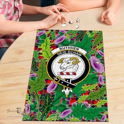 Scottish Ruthven Modern Clan Tartan Puzzle - Thistle Pattern Style Scottish Plaid Tartan Plaid