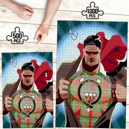 Scottish Grierson Clan Tartan Puzzle - Supper Hero Style Scottish Plaid Tartan Plaid
