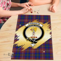 Scottish Chisholm Hunting Modern Clan Tartan Puzzle - Gold Style Scottish Plaid Tartan Plaid