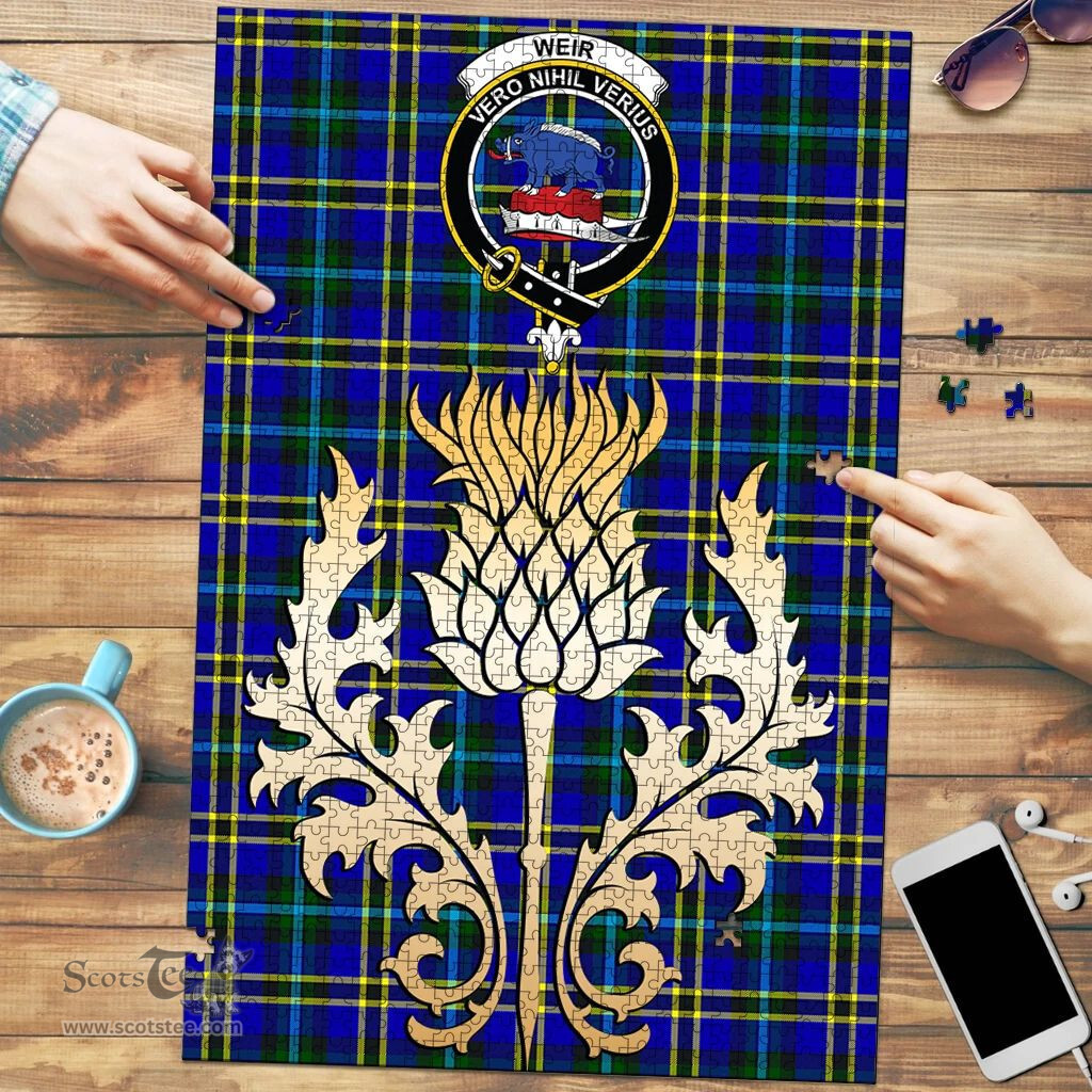 Scottish Weir Modern Clan Tartan Puzzle - Thistle Gold Style Scottish Plaid Tartan Plaid
