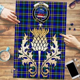 Scottish Weir Modern Clan Tartan Puzzle - Thistle Gold Style Scottish Plaid Tartan Plaid
