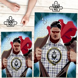 Scottish Hannay Modern Clan Tartan Puzzle - Supper Hero Style Scottish Plaid Tartan Plaid