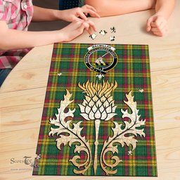 Scottish MacMillan Old Ancient Clan Tartan Puzzle - Thistle Gold Style Scottish Plaid Tartan Plaid