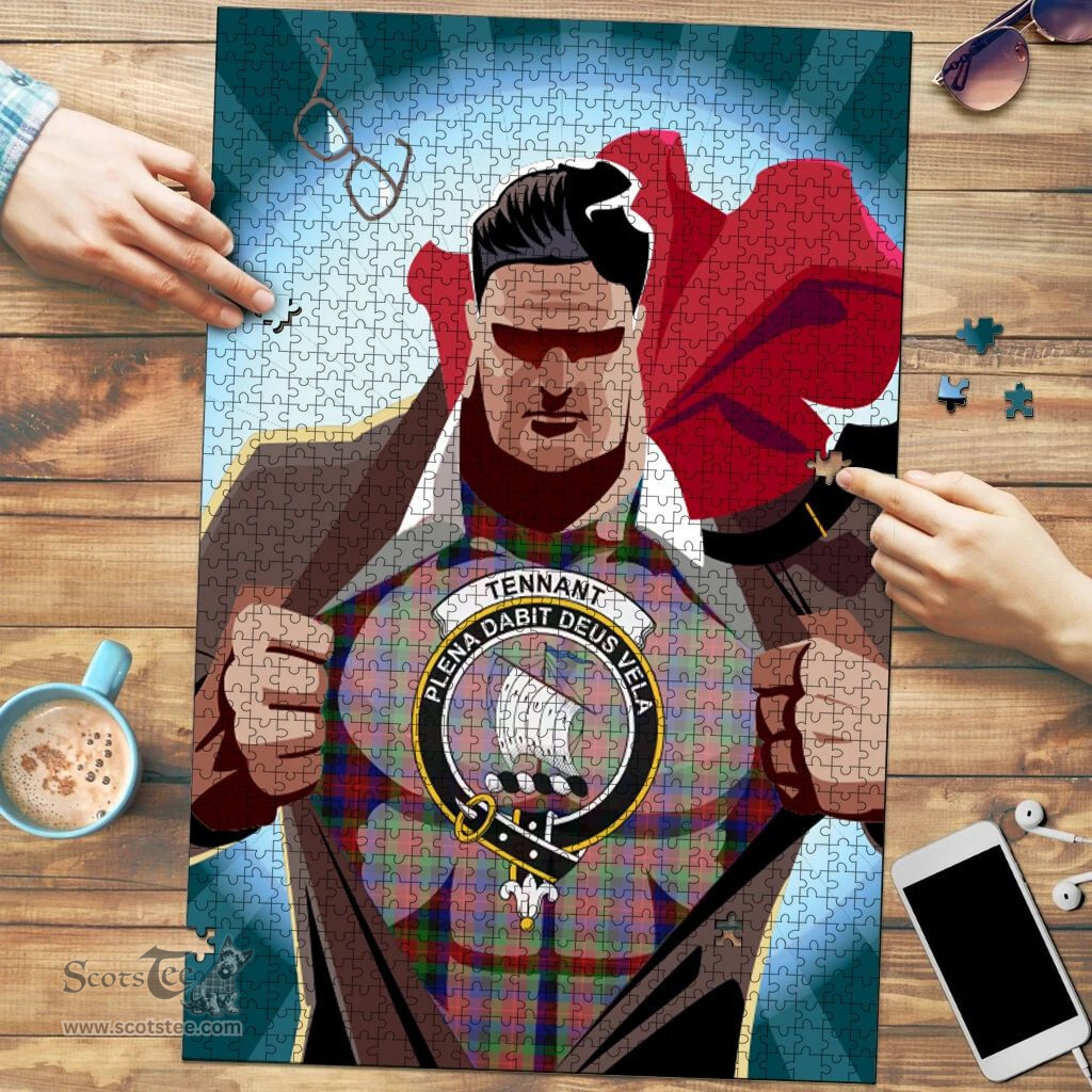 Scottish Tennant Clan Tartan Puzzle - Supper Hero Style Scottish Plaid Tartan Plaid