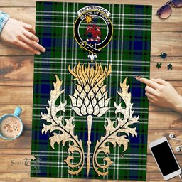 Scottish Spottiswood Clan Tartan Puzzle - Thistle Gold Style Scottish Plaid Tartan Plaid