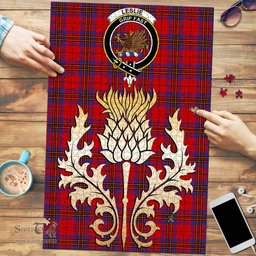 Scottish Leslie Modern Clan Tartan Puzzle - Thistle Gold Style Scottish Plaid Tartan Plaid
