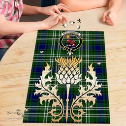 Scottish Spottiswood Clan Tartan Puzzle - Thistle Gold Style Scottish Plaid Tartan Plaid