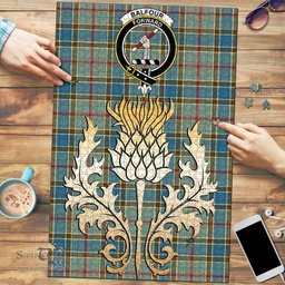 Scottish Balfour Blue Clan Tartan Puzzle - Thistle Gold Style Scottish Plaid Tartan Plaid