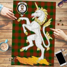 Scottish Menzies Green Modern Clan Tartan Puzzle - Unicorn Style Scottish Plaid Tartan Plaid