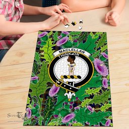 Scottish MacLellan Modern Clan Tartan Puzzle - Thistle Pattern Style Scottish Plaid Tartan Plaid
