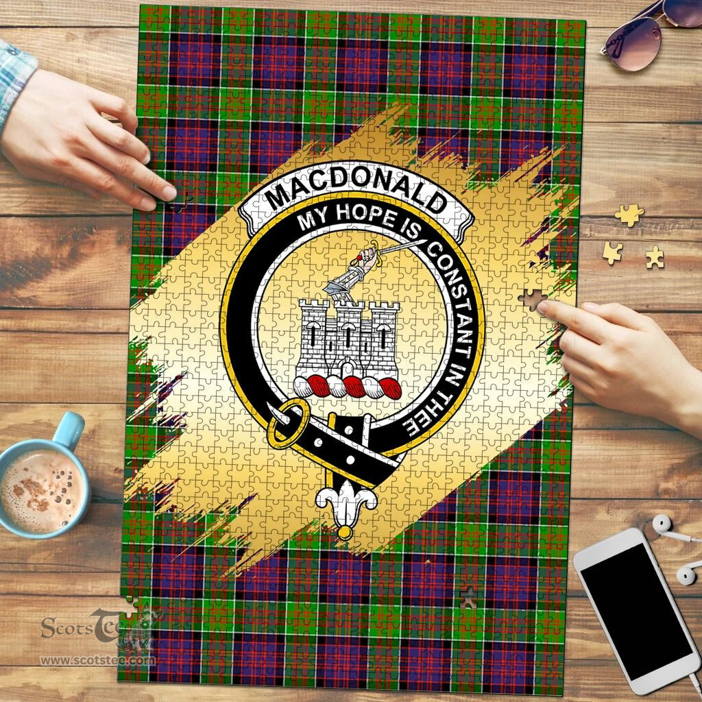 Scottish MacDonald of Clanranald Clan Tartan Puzzle - Gold Style Scottish Plaid Tartan Plaid