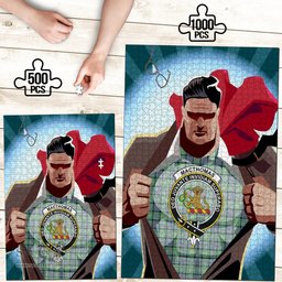 Scottish MacThomas Ancient Clan Tartan Puzzle - Supper Hero Style Scottish Plaid Tartan Plaid