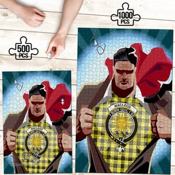 Scottish MacLeod of Lewis Modern Clan Tartan Puzzle - Supper Hero Style Scottish Plaid Tartan Plaid