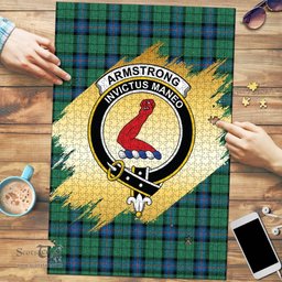 Scottish Armstrong Ancient Clan Tartan Puzzle - Gold Style Scottish Plaid Tartan Plaid