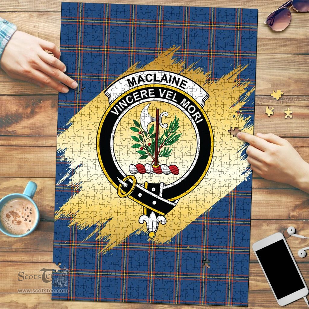 Scottish MacLaine of Loch Buie Hunting Ancient Clan Tartan Puzzle - Gold Style Scottish Plaid Tartan Plaid