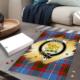 Scottish Newton Clan Tartan Puzzle - Gold Style Scottish Plaid Tartan Plaid
