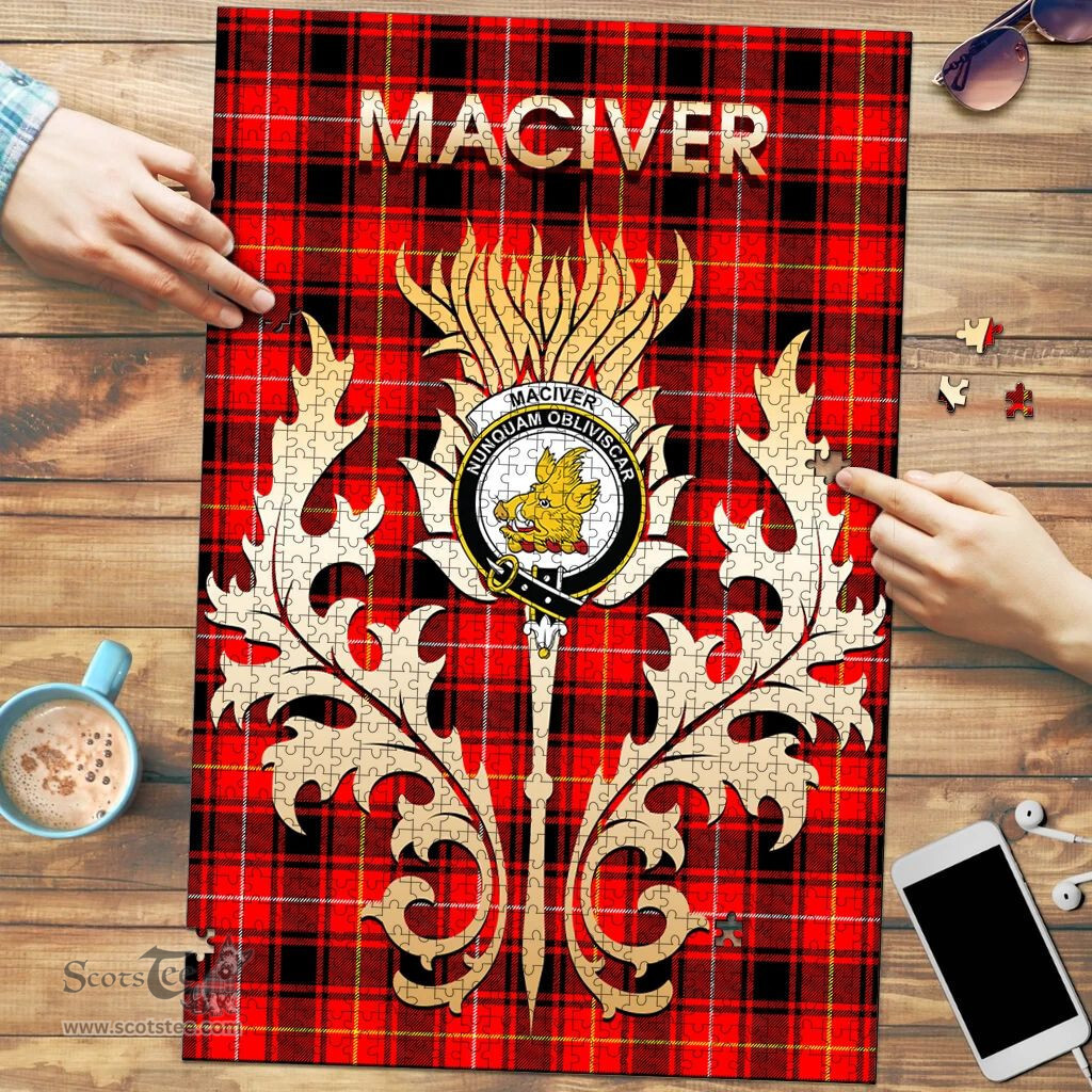 Scottish MacIver Modern Clan Tartan Puzzle - Thistle Scotland Style Scottish Plaid Tartan Plaid