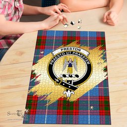Scottish Preston Clan Tartan Puzzle - Gold Style Scottish Plaid Tartan Plaid